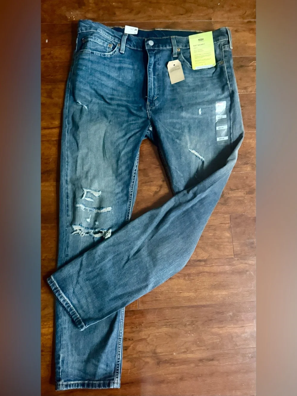 LEVIS 510 SKINNY STRETCH DISTRESSED JEANS MENS 38X32~NWT - Picture 4 of 8